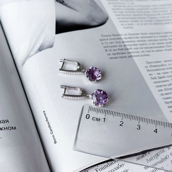 Серебряные серьги с аметистом 5.279ct