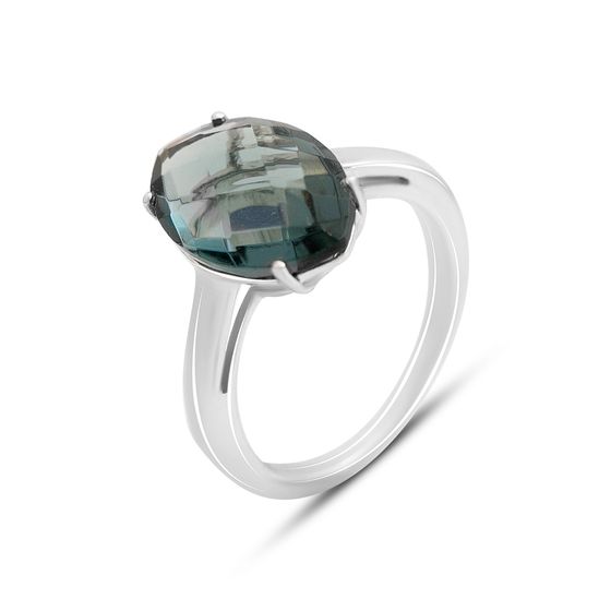 Серебряное кольцо с топазом Лондон Блю 4.84ct