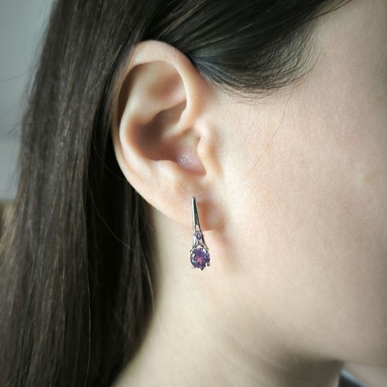 Серебряные серьги с александритом 2.478ct