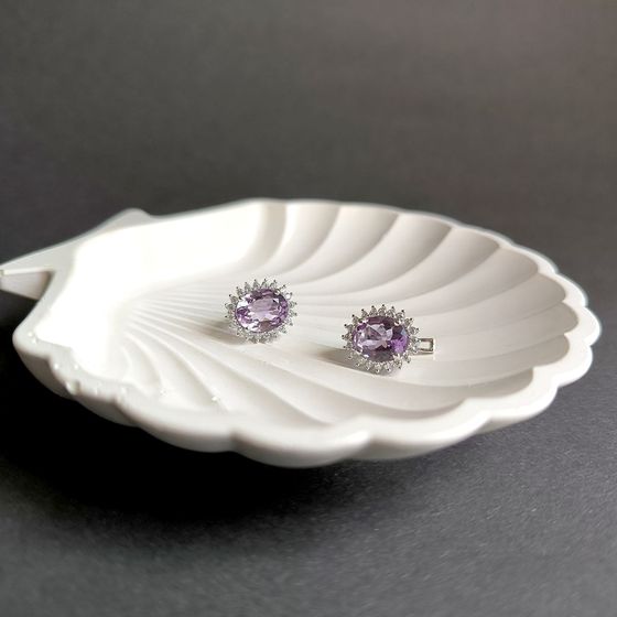 Серебряные серьги с аметистом