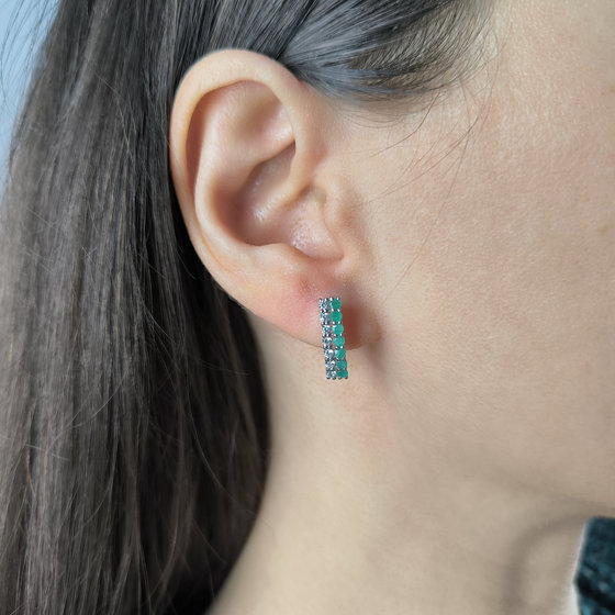 Серебряные серьги с изумрудом 1.275ct