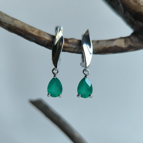 Серебряные серьги с агатом 1.258ct