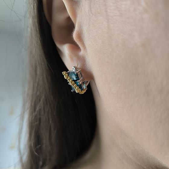 Серебряные серьги с топазом Лондон Блю 2.305ct