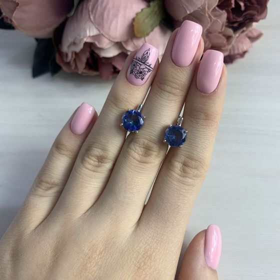 Серебряные серьги с мистик топазом 9.275ct