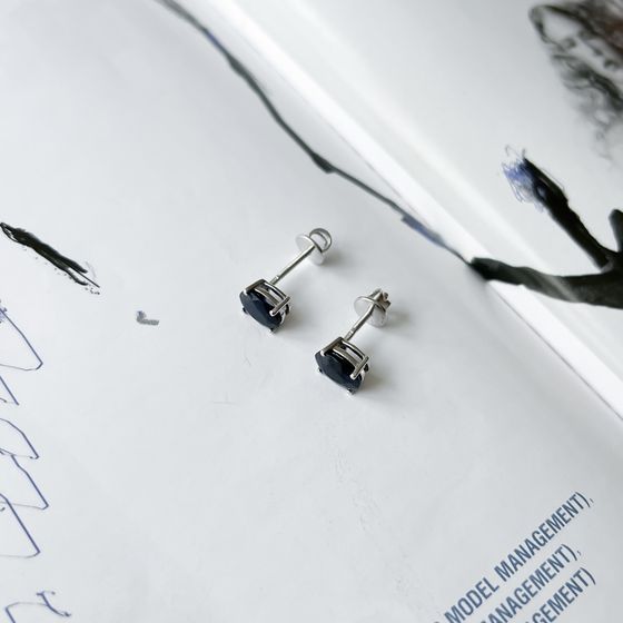 Серебряные серьги с сапфиром 3.192ct