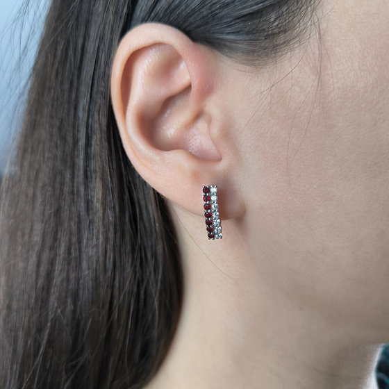 Серебряные серьги с гранатом 1.369ct