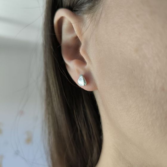 Серебряные серьги с перламутром, фианитами