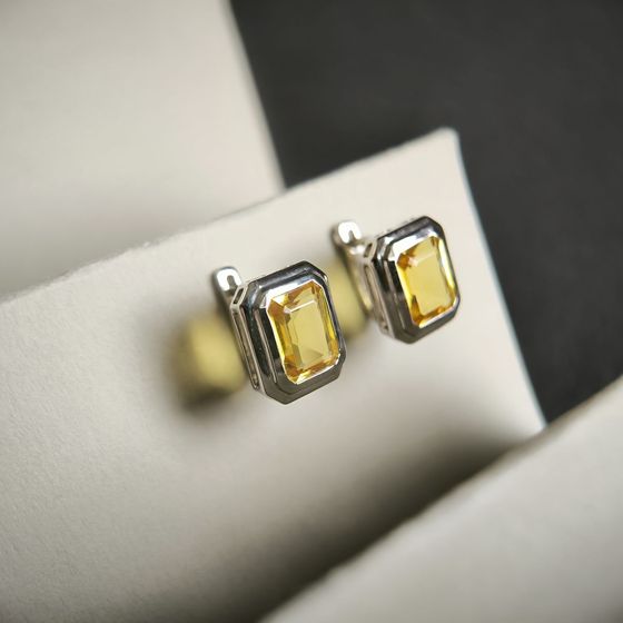 Серебряные серьги с цитрином nano 5.925ct