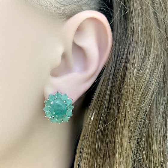 Серебряные серьги с изумрудом 7.715ct