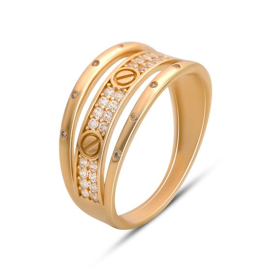 Золотое кольцо с фианитами 0.42ct