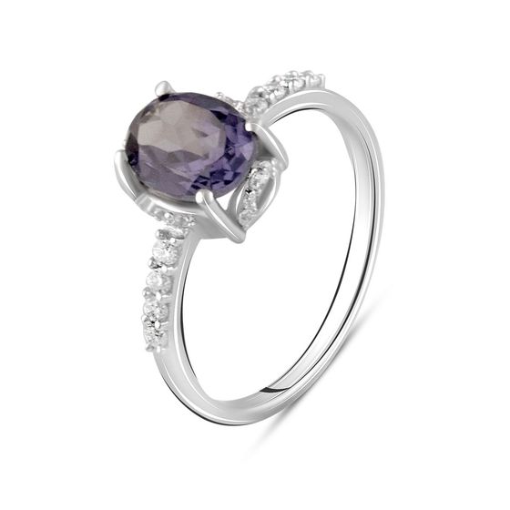 Серебряное кольцо с александритом 2.595ct, фианитами