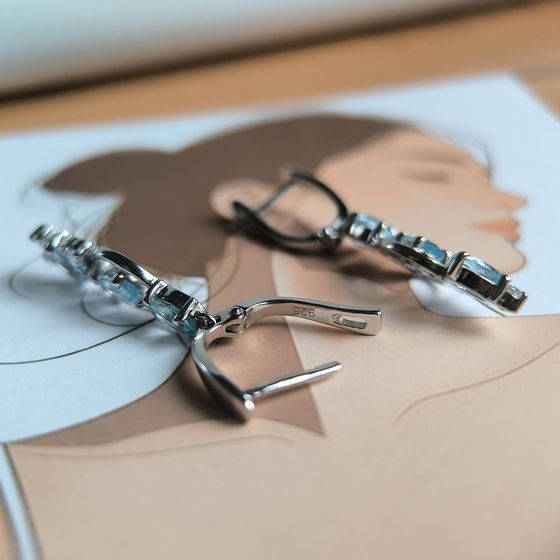 Серебряные серьги с топазом 3.367ct