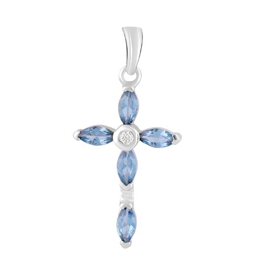Серебряный крестик с танзанитом nano 1.018ct