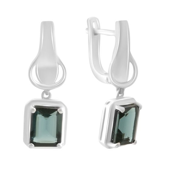 Серебряные серьги с топазом Лондон Блю 3.792ct