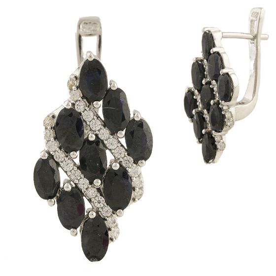 Серебряные серьги с сапфиром 6.436ct