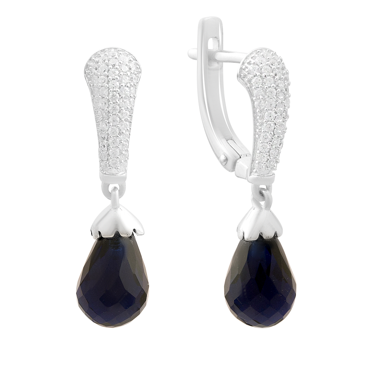 Серебряные серьги с сапфиром nano 6.84ct