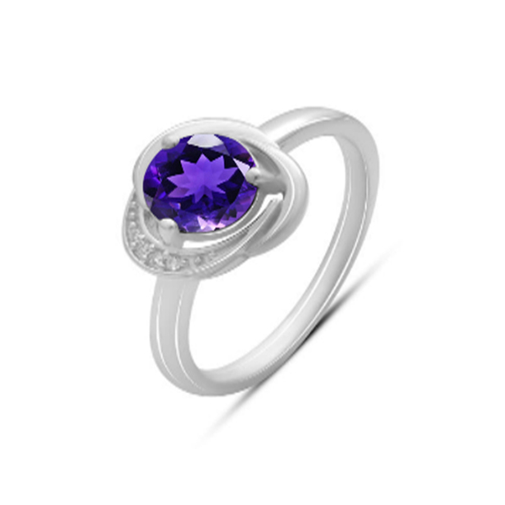 Серебряное кольцо с аметистом 1.203ct, фианитами