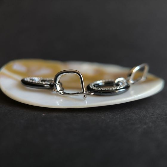 Серебряные серьги с , керамикой