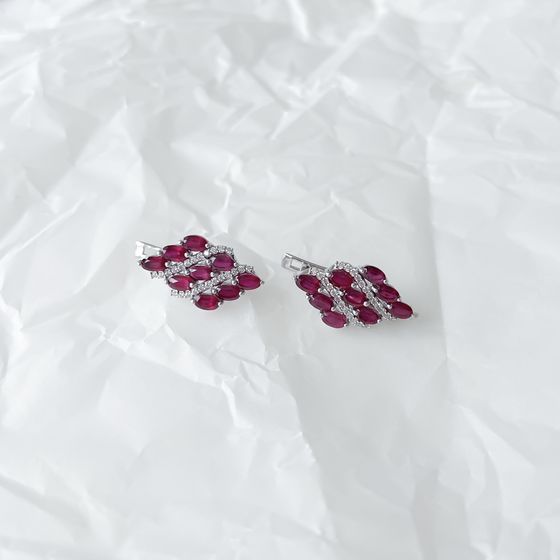 Серебряные серьги с рубином 7.101ct