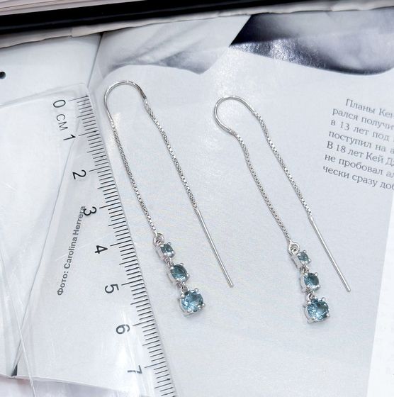 Серебряные серьги с топазом Лондон Блю 1.333ct