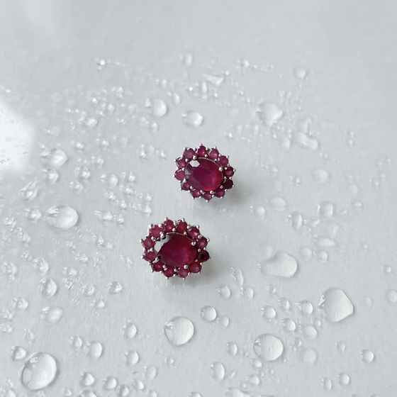 Серебряные серьги с рубином 5.538ct