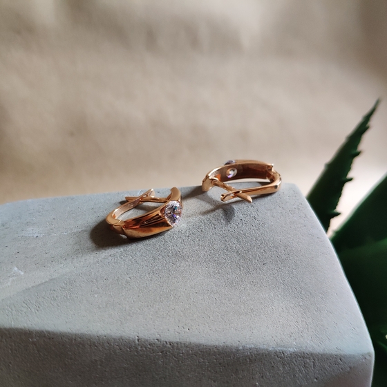 Золотые серьги с фианитами 0.4ct