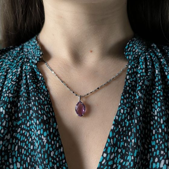 Серебряная подвеска с аметистом 4.617ct
