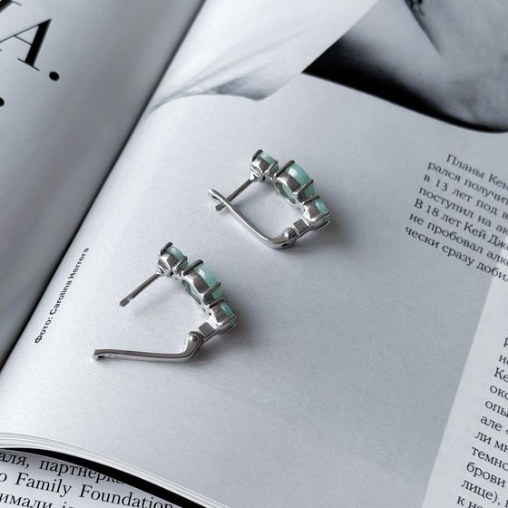 Серебряные серьги с изумрудом 4.558ct