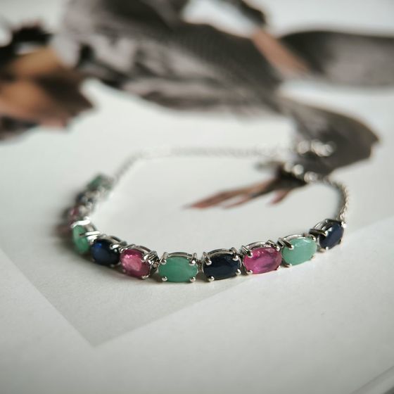 Серебряный браслет с рубином