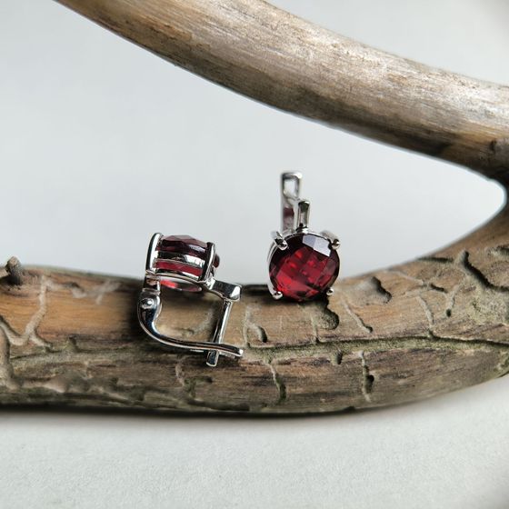 Серебряные серьги с гранатом nano 4.69ct