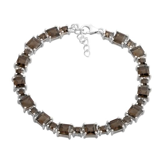 Серебряный браслет с раухтопазом (дымчатым кварцем)