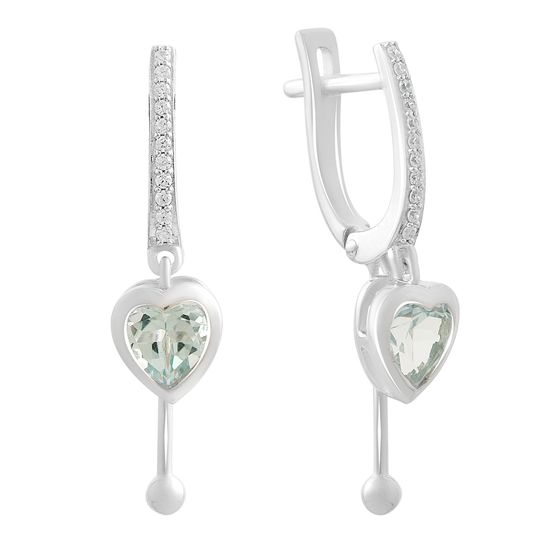 Серебряные серьги с топазом 2.15ct, фианитами