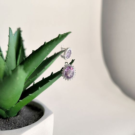 Серебряные серьги с аметистом