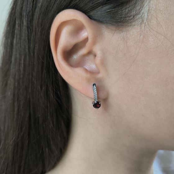 Серебряные серьги с гранатом 1.411ct