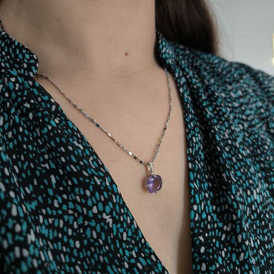 Серебряная подвеска с аметистом 3.575ct