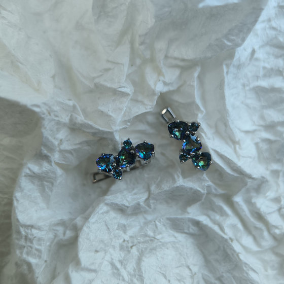 Серебряные серьги с мистик топазом 1.42ct