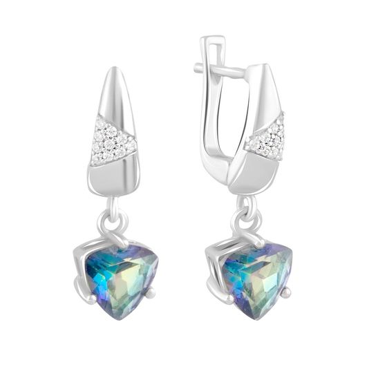 Серебряные серьги с мистик топазом 3.082ct