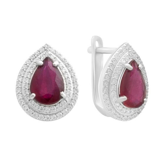 Серебряные серьги с рубином 6.289ct