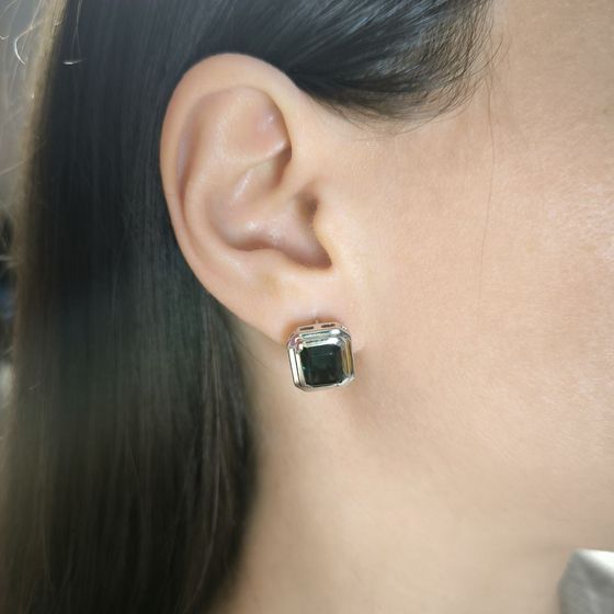 Серебряные серьги с топазом Лондон Блю 5.788ct