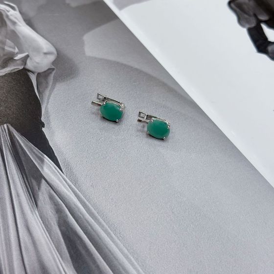 Серебряные серьги с изумрудом 4.808ct