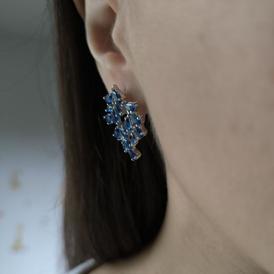 Серебряные серьги с сапфиром nano 4.325ct