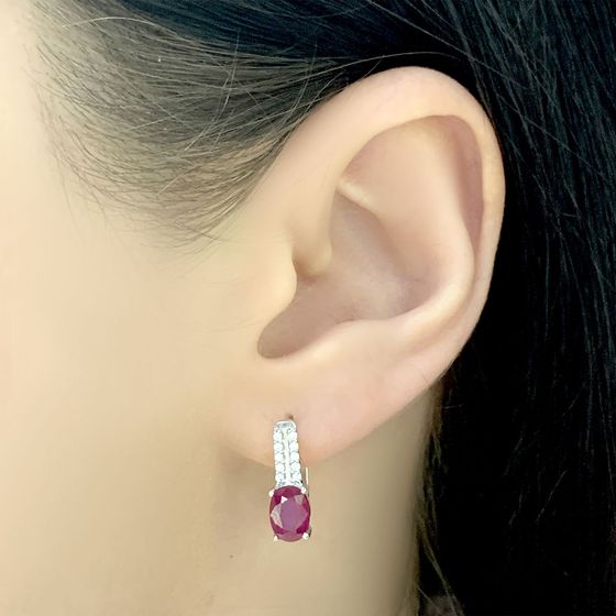 Серебряные серьги с рубином 2.313ct