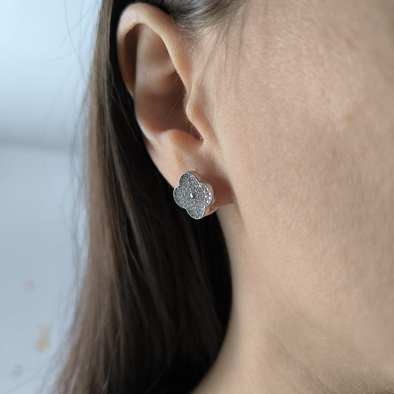 Серебряные серьги с фианитами 1.4ct