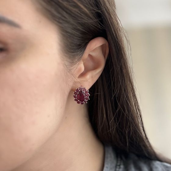 Серебряные серьги с рубином 5.59ct