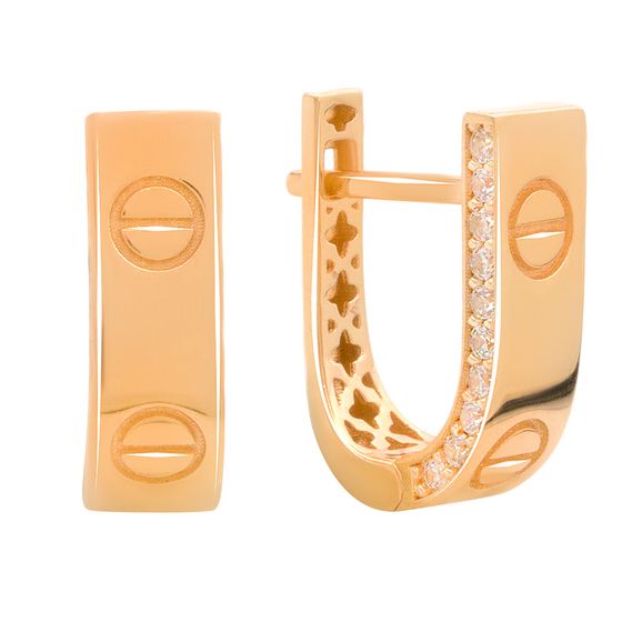 Золотые серьги с фианитами 0.4ct