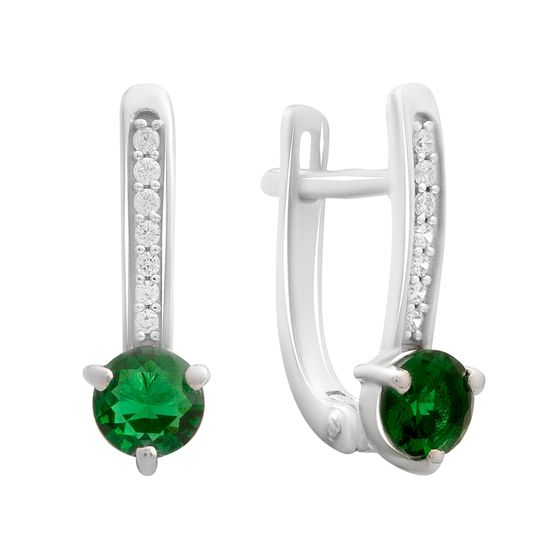 Серебряные серьги с изумрудом nano 0.969ct