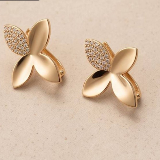 Золотые серьги с фианитами 0.46ct