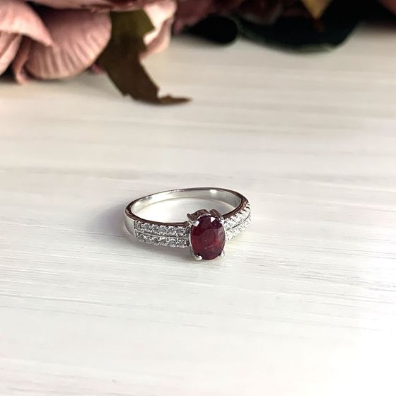 Серебряное кольцо с рубином 1.46ct