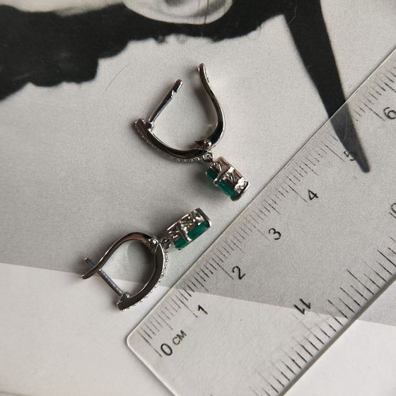 Серебряные серьги с агатом 2.168ct, фианитами