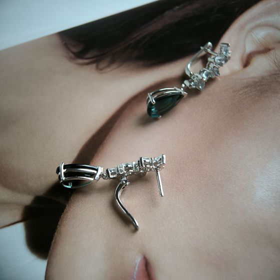 Серебряные серьги с топазом Лондон Блю 9.407ct, топазом